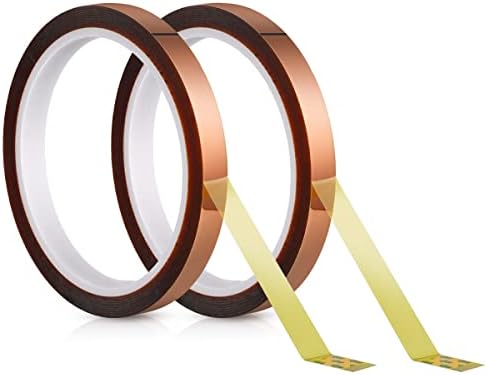 CoYlBod Heat Tape,Heat Resistant Tape,Heat Transfer Tape,Thermal Tape,High Temperature Tape, No Residue10mm X 33m Polyimide Tape for Sublimation,Masking, 3D Printing, Electric Task, Soldering