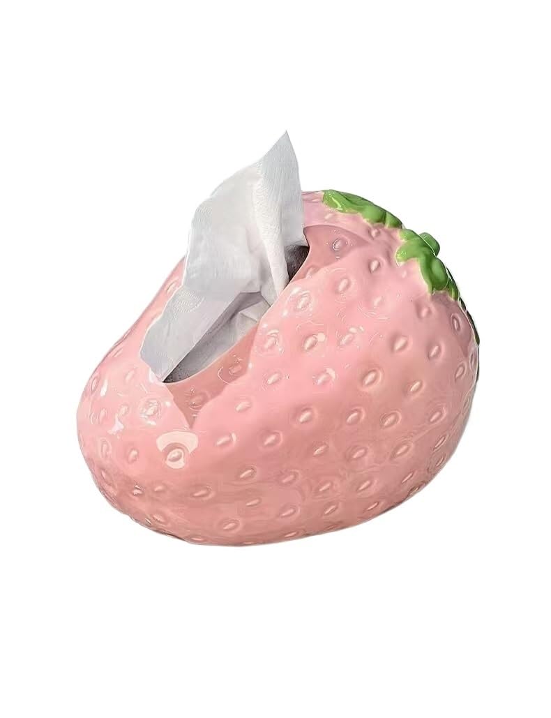 Tissue Dispenser Box Creative Decorative Strawberry Shape Tissue Box Apartment Must Haves(Pink)