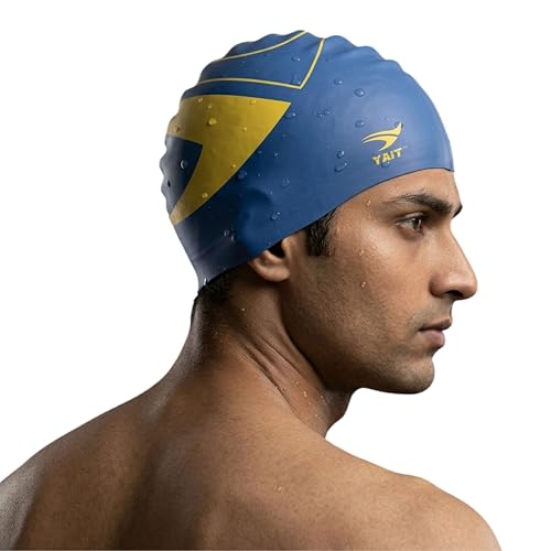 Image of Pro Performance Swimming Cap | India's First Lab-Tested Swim Cap| Hydrodynamic Race Fit | Reduced Drag Design | Ultra Soft, Tear-Resistant & Anti-Slip | for Advanced Swimmers - Blue & Yellow