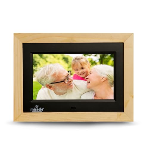 Image of Miracle Digital 10''(25.4) IPS Wooden Digital Photo Frame with High Def Screen,USB DiskCard, RemotePhotos SlideShow,Video Audio, Support SD Built in 8GB Memory & 2GB RAM 180Wide Angle Viewing(Light)