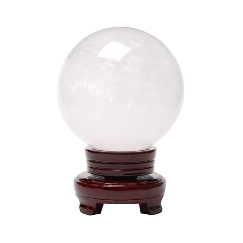 Quartz Crystal Ball Wind for Lucky Wealth Protect The House,White,140mm