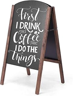 TANGZON A-Board Chalkboard, Replaceable Double Sided Blackboard, Freestanding Indoor Outdoor Advertising Sign Poster Board for Café Shop Pub Pavement