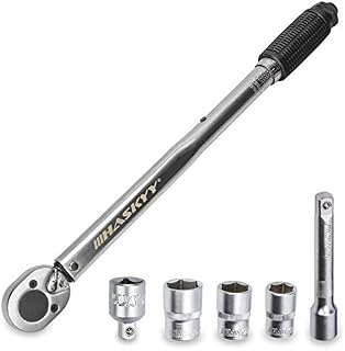 Haskyy Torque Wrench 1/2" Drive I 28-210 Nm Including Wheel Bolts-Wheel Nuts I Extension & Wheel Bolt sockets 17mm-19mm-21mm