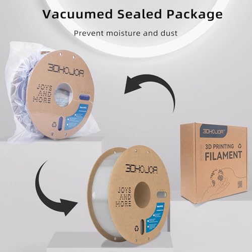 Image of 3DHoJor Update Basic PETG Filament 1.75mm, PETG 3D Printer Filament, 2.2 LBS (1KG) Cardboard Spool, Fit Most FDM 3D Printer, Clear