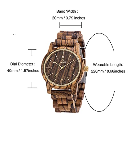 MUJUZE Wooden Watch, Gift Man Woman Leather Strap Analogue Quartz Wood Man Watch Original Gift