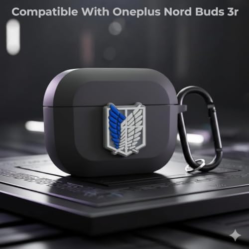 Image of Silicone Cover Compatible with Oneplus Buds Nord 3r (2025), Soft Silicone 360 Full Protection Dust-Proof Shockproof Case Cover with Hook (Cover Only) (Attack-on-Titain)