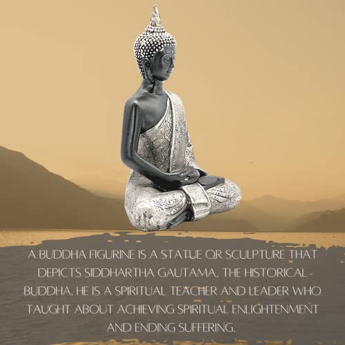 Bellaa Black Buddha Statue Zen Home Decor Altar Mindfulness Meditation Sculpture Peace Harmony Budha Dhyana Mudra Sitting Blessing Sculpture Living Room Indoor Outdoor Garden Patio 8 Inch #TOP1