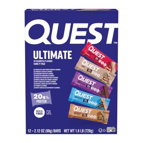 Quest Nutrition- High Protein Low Carb Gluten Free Keto Friendly 12-2.2 ounce assorted flavors variety Pack