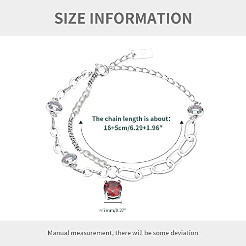 Women Baroque Pearls Handmade Bracelets 925 Sterling Silver Ruby Link Bracelet Fashion Jewelry Gift For Girls Silver #TOP1
