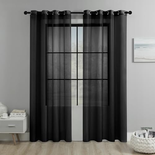 Odot Lot de 2 Rideau Voilage à Oeillets, Rideaux Voile Semi-Transparent Voilages Intérieurs pour Fenetre, Décoration de Maison Moderne Chambre Cuisine...