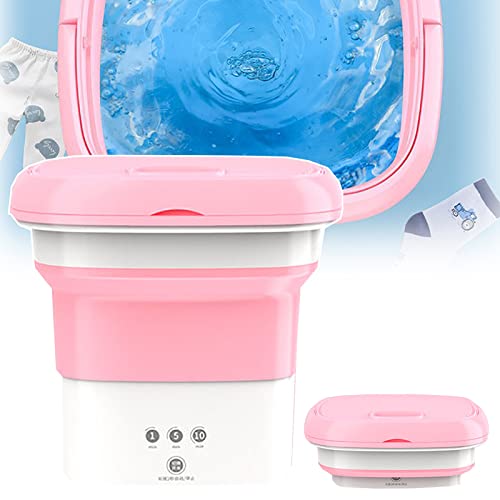 Mini machine à laver pliante rouge idéale en camping et studio pour laver les sous-vêtements
