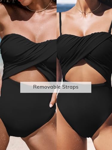 CUPSHE Women's One Piece Swimsuit Sweetheart Neck Adjustable Removable Straps Bathing Suit Front Cutout Swimwear2