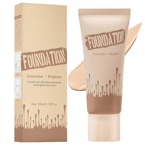 Full Coverage Foundation for Skin, 6 Colors Liquid Foundation with Concealer, Multi-Use Cream Foundation Face Creator, Waterproo