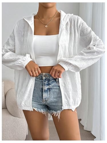 SOLY HUX Women's Zip Up Hooded Jacket Long Sleeve Textured Lightweight Jacket Outerwear4