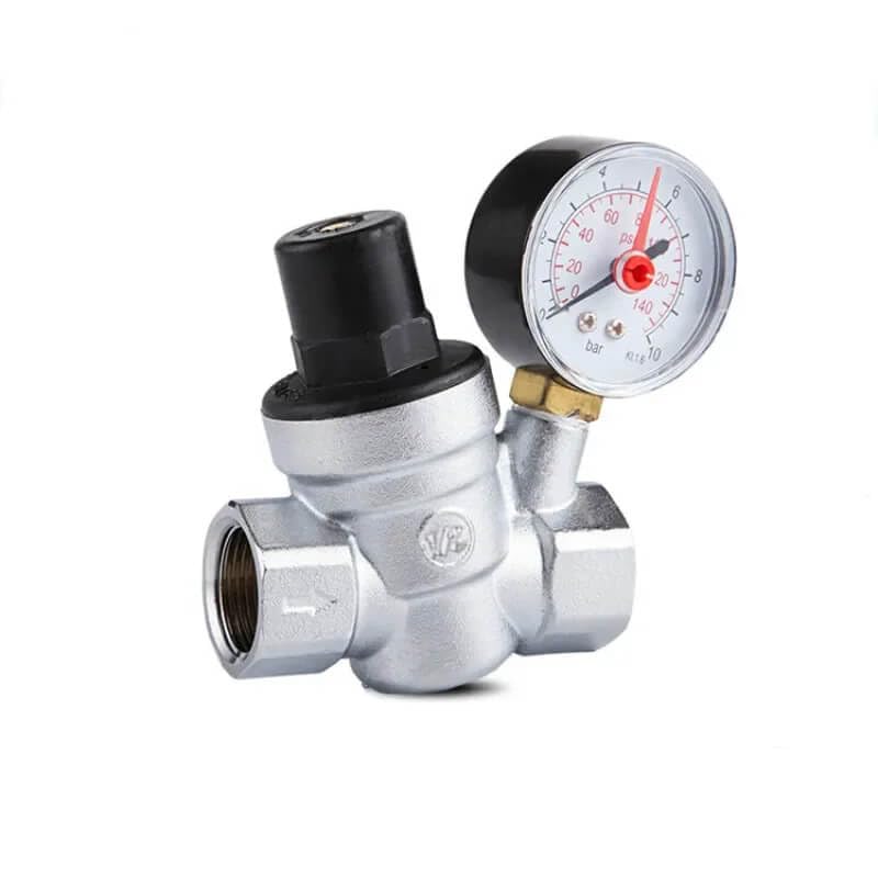 PAROAD DN15 1/2 Zoll Wasserdruckminderer mit Manometer verchromtes Messing für Wasserfilter und Gasheizungen