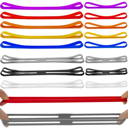 Juego de 16 bandas de goma de silicona, bandas elásticas en H resistentes, 2 tipos de bandas reutilizables para cocinar, libros, oficina, bolsas (10 cm/20 cm)