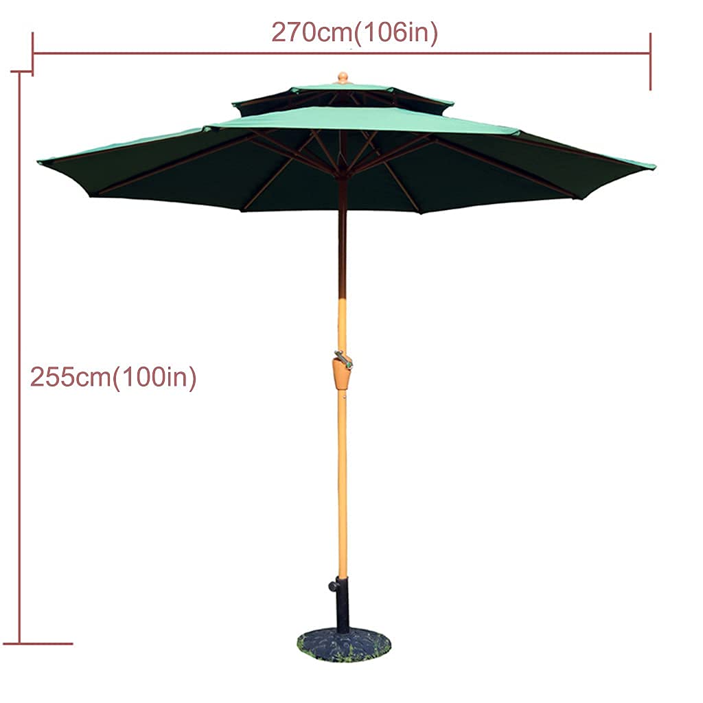 Ombrellone da esterno, 270 cm, color legno, da giardino, facile da montare, per spiaggia, piscina, patio, giardino