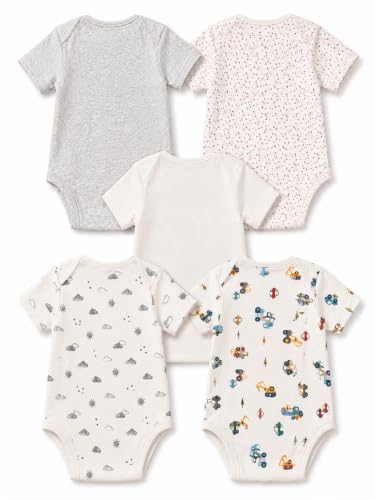 Image of TuddyBuddy 100% Cotton Multi Color Romper /Bodysuit /Onesies for Baby Boy - (Pack of 4 Half Sleeves, Graphic Printed Rompers for Baby Boy)