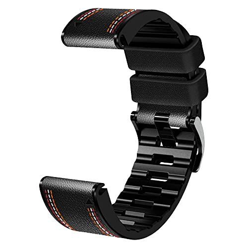 Fleshy Leaf 22mm Tricolor Band Bracelet Strap Compatible for Garmin Fenix 7,Fenix 6,Fenix 6 Pro,Fenix 5,Fenix 5 Plus,Approach S60 S62,Forerunner 935 945,Quick Release Strap Wristband (black) - Image 2