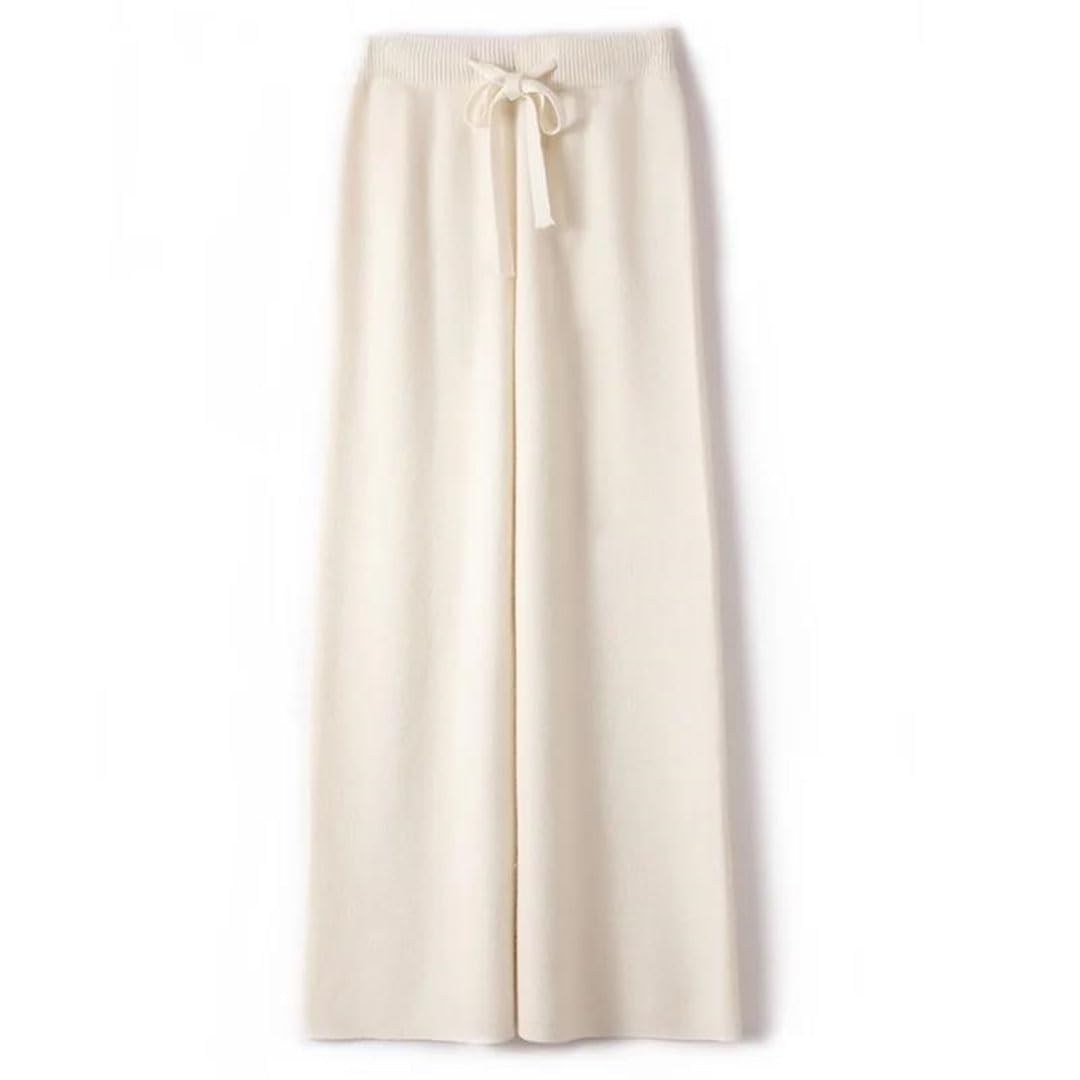 Womens Winter Knitted Wool Pants Cashmere Straight Floor-Length Trousers