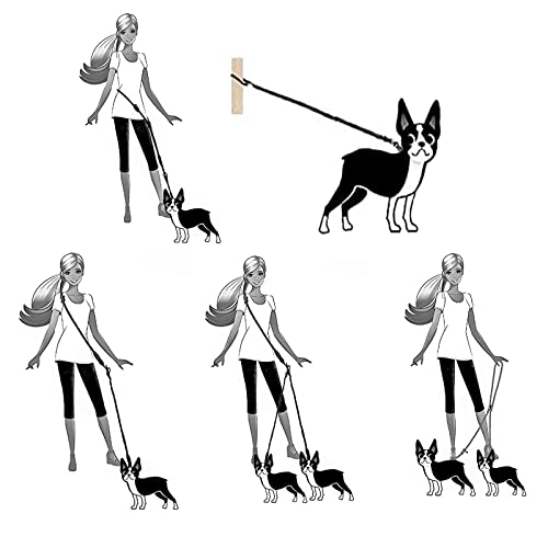 Doppelte Hundeleine, 260 cm, reflektierende freihändige Leine für zwei Hunde, große, mittlere und kleine Hunde beim Gassigehen, 360° ohne Verheddern, Schwarz