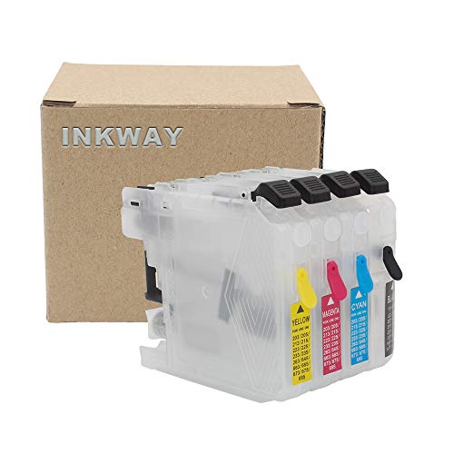 INKWAY 1Set Empty refillable Ink Cartridge with ARC chip for LC201 LC203 Compatible with Brother MFC-J460DW J480DW J485DW J680DW J880DW J885DW Printer