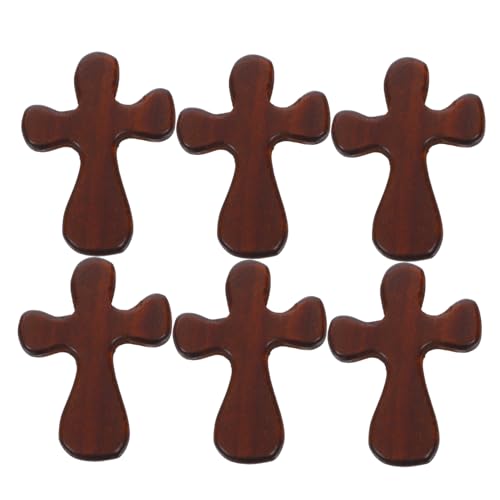 Healifty 6pezzi Croce in Legno Piccola Croce Battesimale Fatta Mano Portatile in Miniatura Tascabile Rustica Di Preghiera in Legno Crocifisso Cristiano Da Collezione Ornamento Religioso