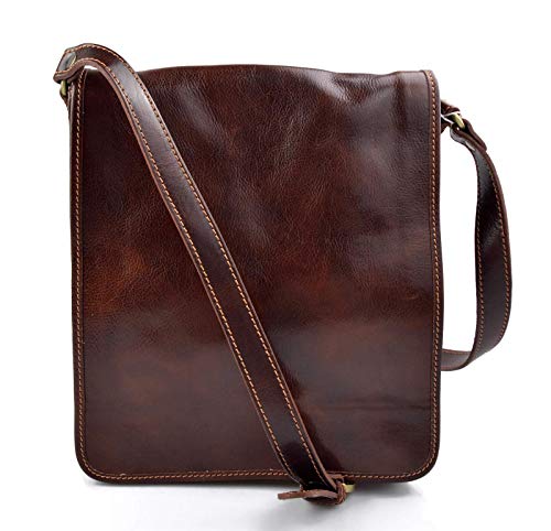 Sac de bureau messenger en cuir marron, sacoche bandoulière vintage homme et femme