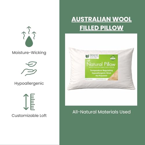 Almohada de lana natural tamaño viaje con funda de algodón miniatura 4