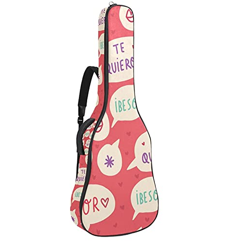 Sac à dos pour guitare 106.7 cm rose Sweet Love avec bandoulière réglable pour basse et folk