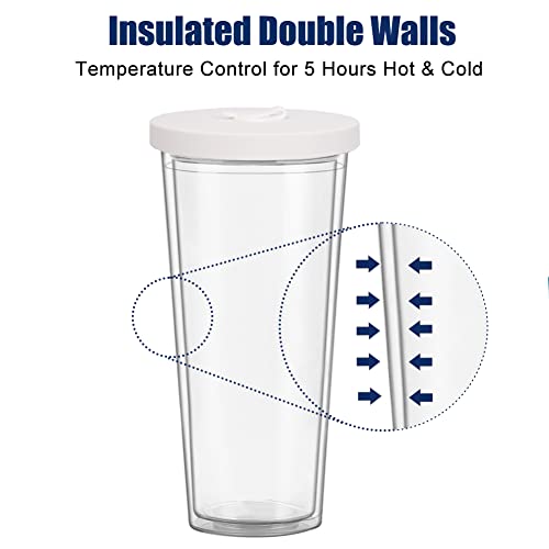 Uhapeer 2 Pack Reusable Boba Tea Cups, 24Oz Iced Coffee Cup With Straw And Lid, Leakproof Clear Plastic Cups Tumbler, Double Wall Insulated Smoothie Tumbler, Wide Straw For Bubble Tea, Black And White #TOP3