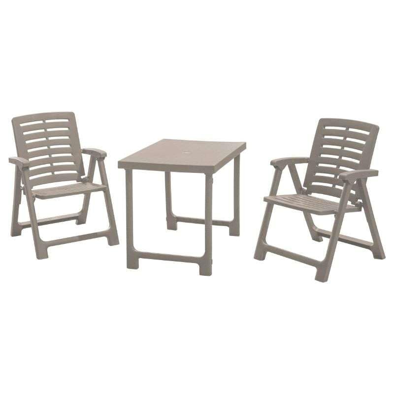 Miroytengo Pack de Muebles de Jardín Pik-Nik Estilo Moderno en Color Marrón con Mesa Plegable y 2 Sillas Plegables de Exterior