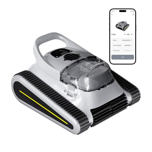 Cordless Robotic Pool Cleaner, Pool Vacuum 180W Brushless Motor, 45000Pa Suction, Wall & Waterline Climbing, Auto Path Mapping, for Inground & Above-Ground Pools up to 2150 Sq. Ft. (Gray)