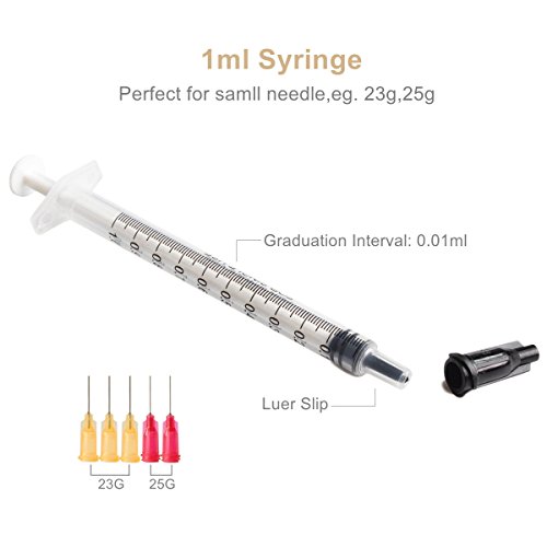 BSTEAN Syringe Blunt Tip Needles Caps Refilling and Measuring E-Juice, E-Liquids, E-cigs, Adhesives, Vape, Oil or Glue Applicator (Pack of 20)