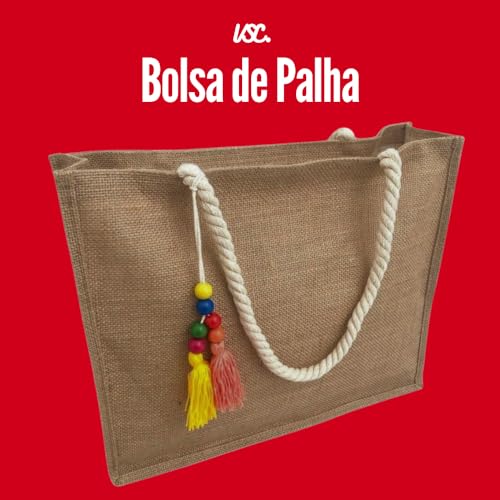 Bolsa Praia de Palha Impermeável com Zíper -Visca