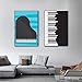 Produktbild QAZEDC Dekorative Malerei Abstraktes ck und weißes Plakat drucken nordische Klavier-Leinwand-Kunst-Moderne Bild-Tableaus für Wohnzimmer-Musikstudio Blaue Wandkunst-60x80cm
