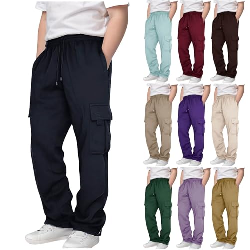 Boys Active Athletic Workout Jogger Pants with Pocket Cargo Sweatpants for Teen Casual Elastic Waist Sweat Pants