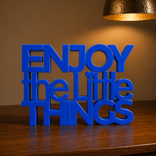 Image of Mad Masters Enjoy The Little Things Spiritual Desk Decor - Aesthetic Table, Shelf & Wall Showpiece for Home Office, Business. Vastu Friendly Gifting, Royal Blue (20.3 x 14.5 x 2.5 cm)