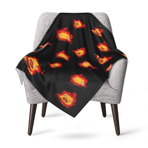 Image of GUQUNE Calcifer Howl's Anime Moving Castle Baby Blanket Colorful Fun Flannel Throw Blankets Bedding for Toddler Boys Girls 30x40 inches