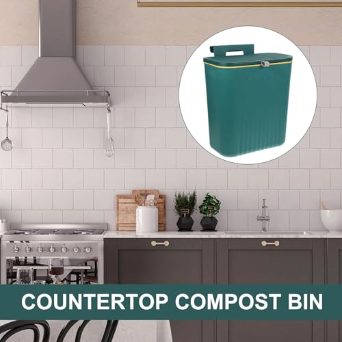 Caneca de basura para cocina con tapa y colgante verde miniatura 7