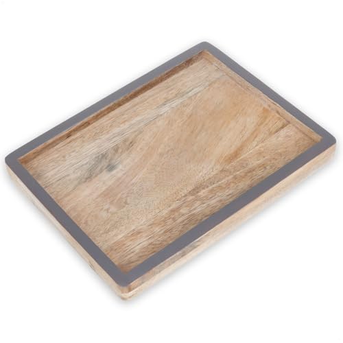 COM-FOUR® Bandeja de Madera de Mango - Tablero Decorativo como Cuenco para Llaves - Mini Bandeja para Servir - Bandeja de Madera para decoración de mesas [la selección varía]