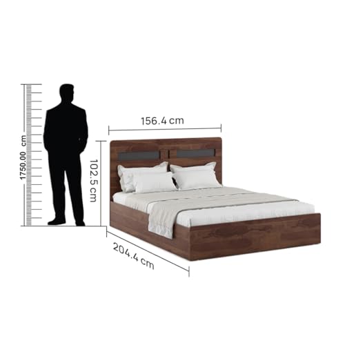 Image of Spacewood Dornik Bed |Queen Size (78 X 60) Engineered Wood Bed with 3 /4th Hydrulic Lifton Storage | 3 Year Warranty | Modern Design |Engineered Wood | Sheesham