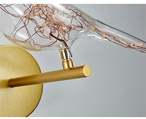 n/a Postmoderne Gold Glass Bird Wall Lampe Enfants Chambre Restaurant Galerie Cafe Home Deco Sconce Night Lights (Color : Clear, Size : 1pcs) - Image 4