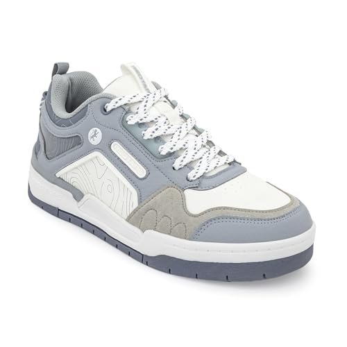 Image of Red Tape Women Sneakers Grey Pu Round Toe Lace-Up Comfort Grip