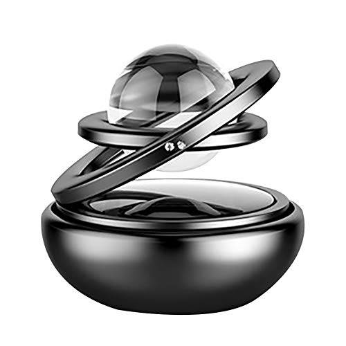LUYANhapy9 Car Interior Accessories, Car Double Ring Rotating Solar Energy Suspension Auto Air Freshener Purifier Car Decoration Gift, Black 2