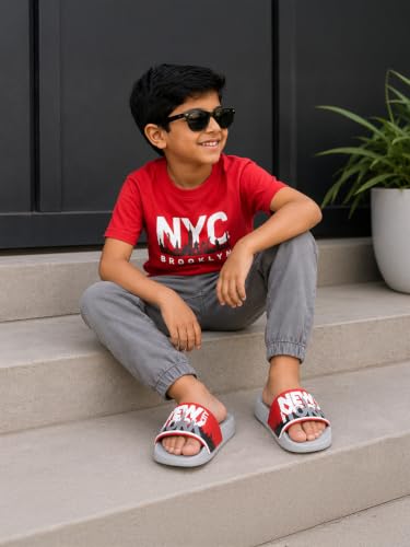 Image of URJO Kids's Sliders /Slippers Lightweight Super Flexible Arch Support Durable Anti Skid & Stylish Dailywear Sliders /Slippers for Boy's & Girl's