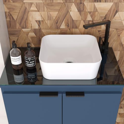 Cuba Pia Apoio Sobrepor Quadrada Branca Louça