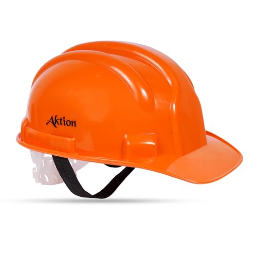 Image of Aktion AK H01 WHT Safety Helmets Nape Type, Color: Orange, Pack of 10, IS 2925:1984
