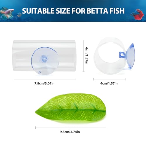 Image of CousDUoBe 1 Pack Betta Fish Acrylic Tube Tunnel,Betta Fish Leaf Pad Simulating The Natural Habitat for Betta Spawning Grounds Breeding Resting Bed,Fish Shelter Hideaway