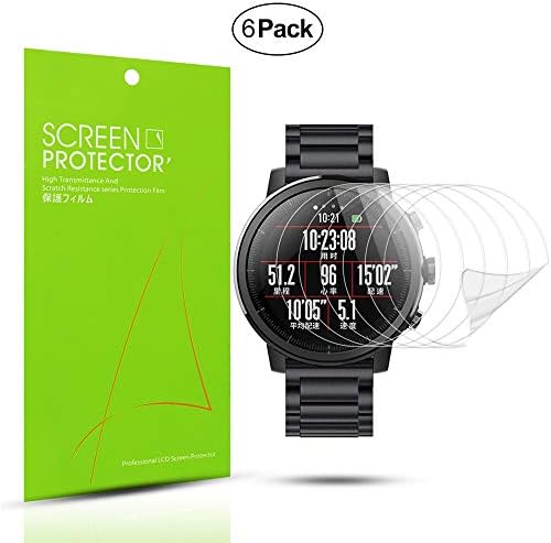 Diruite 6-Pack for Xiaomi Huami Amazfit Stratos Screen Protector Film [Anti-Scratch] [Full Coverage] [HD Clear] Screen Protector for Huami Amazfit Stratos